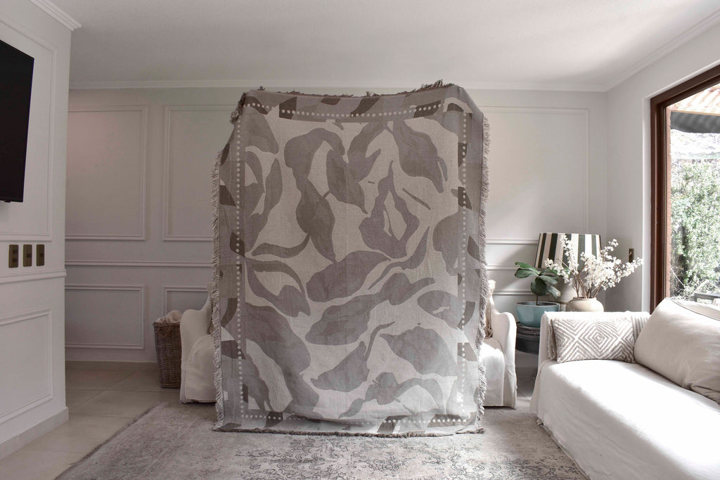 Manta Hojas Arena 160x210cm