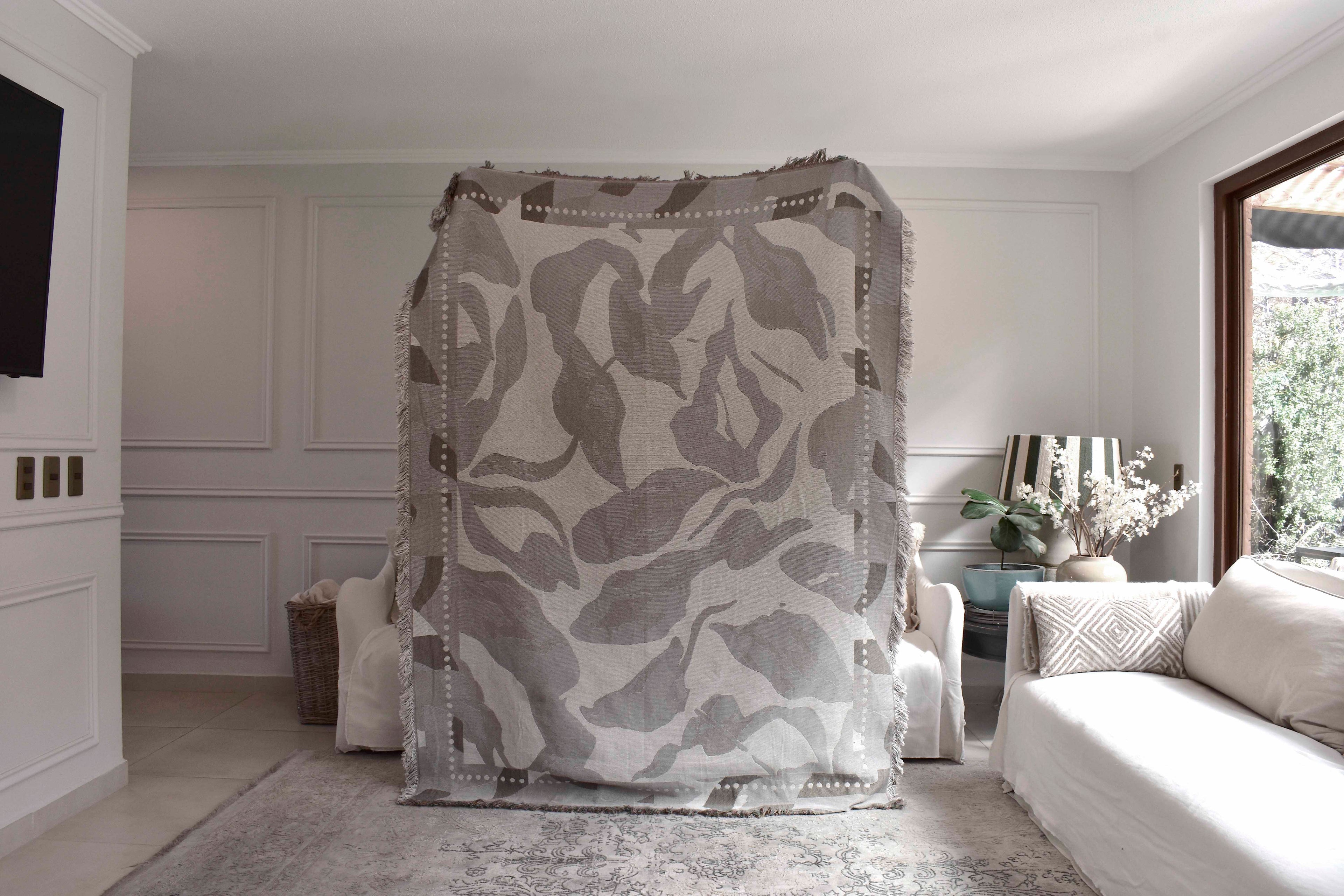 Manta Hojas Arena 160x210cm